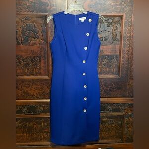 Calvin Klein Royal Blue Midi Dress with Button Accents